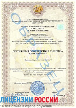 Образец сертификата соответствия аудитора №ST.RU.EXP.00006191-3 Армянск Сертификат ISO 50001